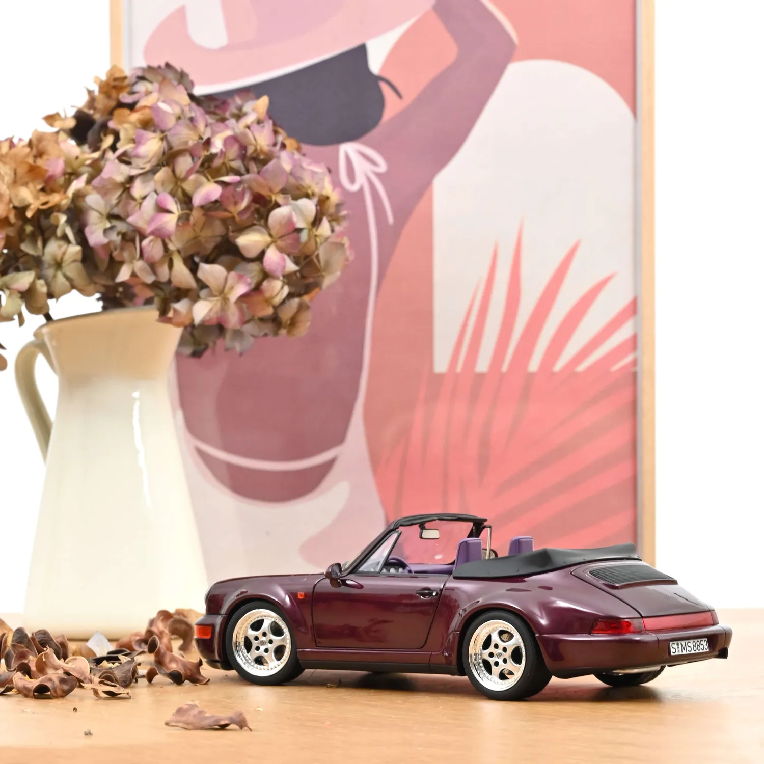 Norev Porsche 911 Turbo Look Cabriolet 1992 miniature 1/18 améthyste