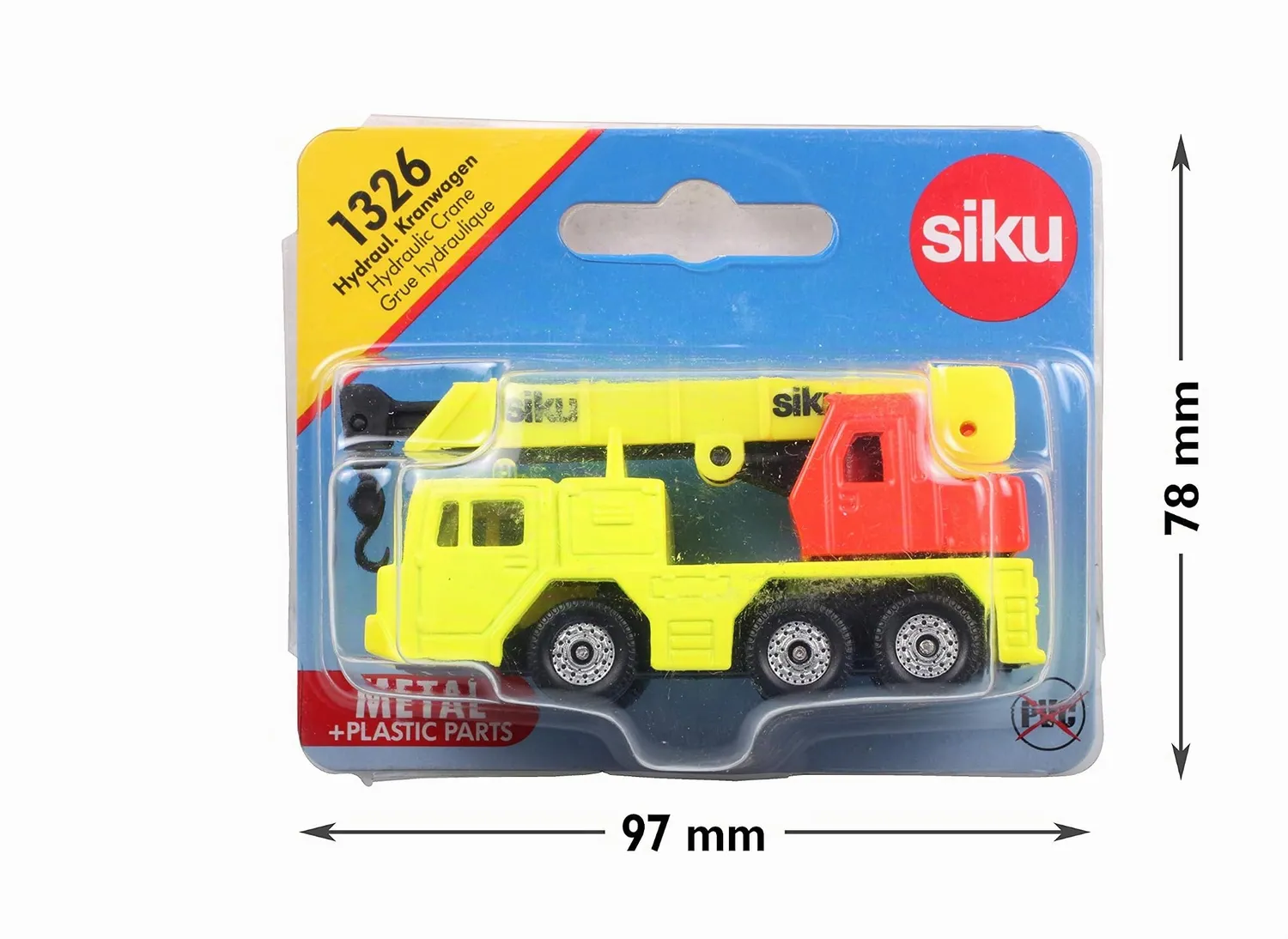 Siku 1326 chariot de grue miniature jaune/rouge 7,6 cm