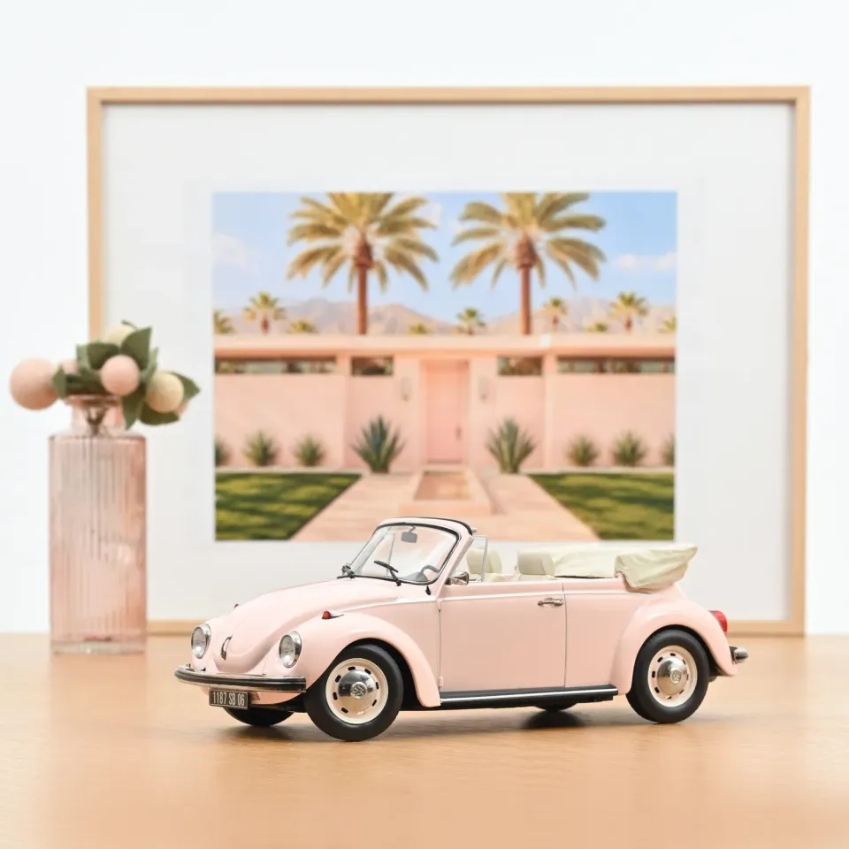 Norev VW 1303 Coccinelle Cabriolet 1972 miniature 1/18 rose