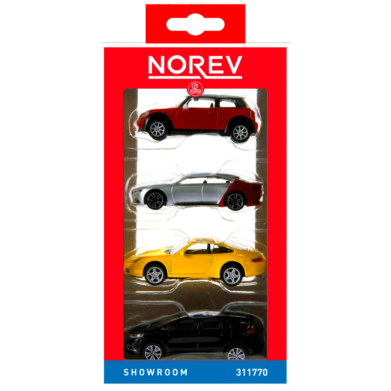 Norev Showroom Pack 4 pcs miniature 1/64 vitrine