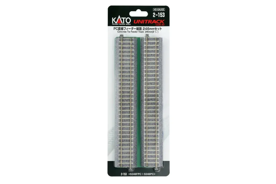 MINIS voie droite 246mm rail traverses béton x2
