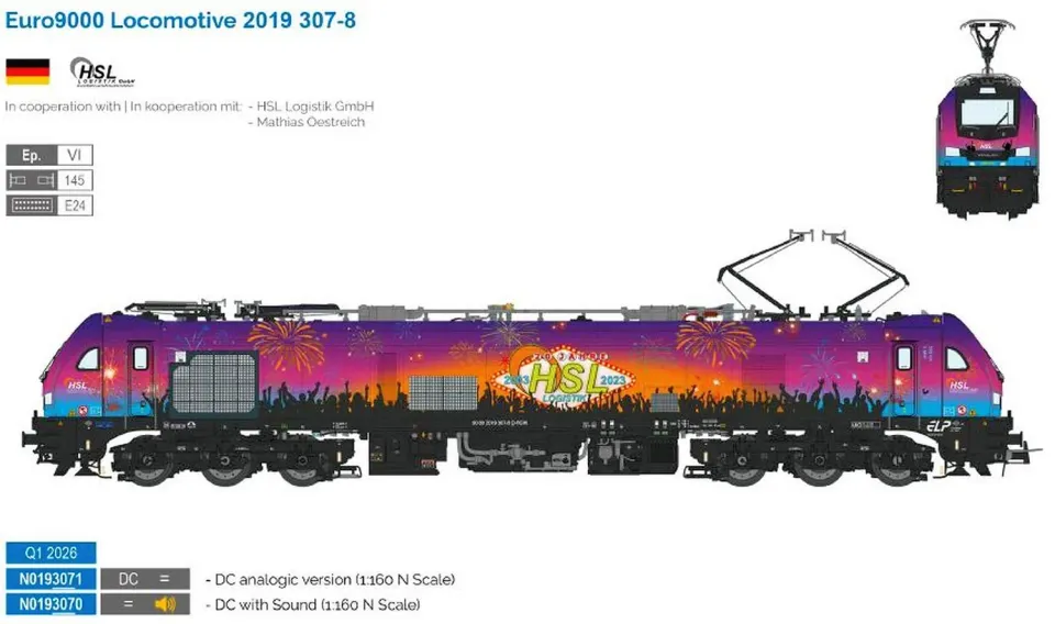 MINIS Euro 9000 BR 2019 locomotive électrique N Sound HSL