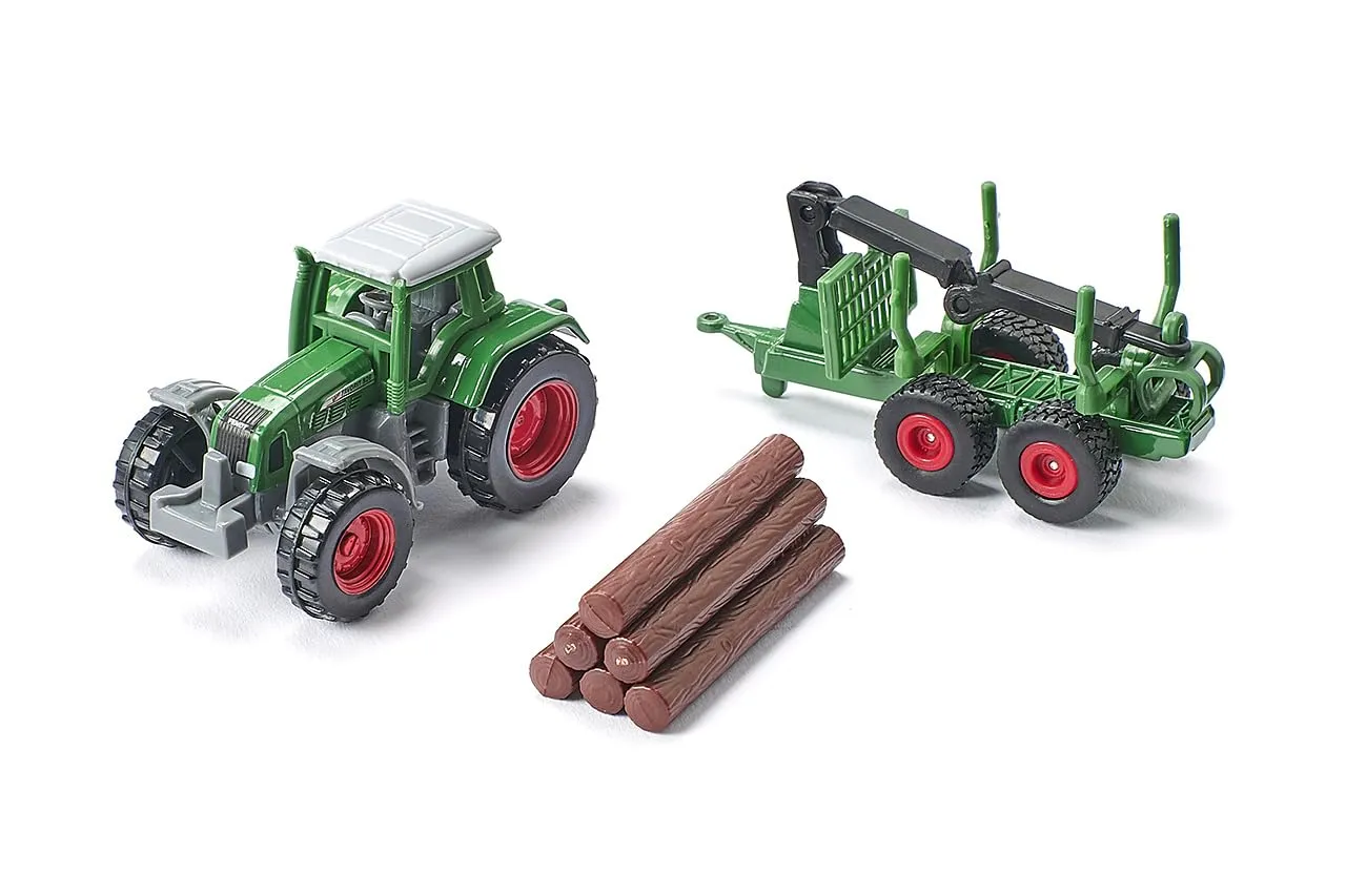SIKU 1645 Tracteur remorque forestière miniature vert 14,7cm