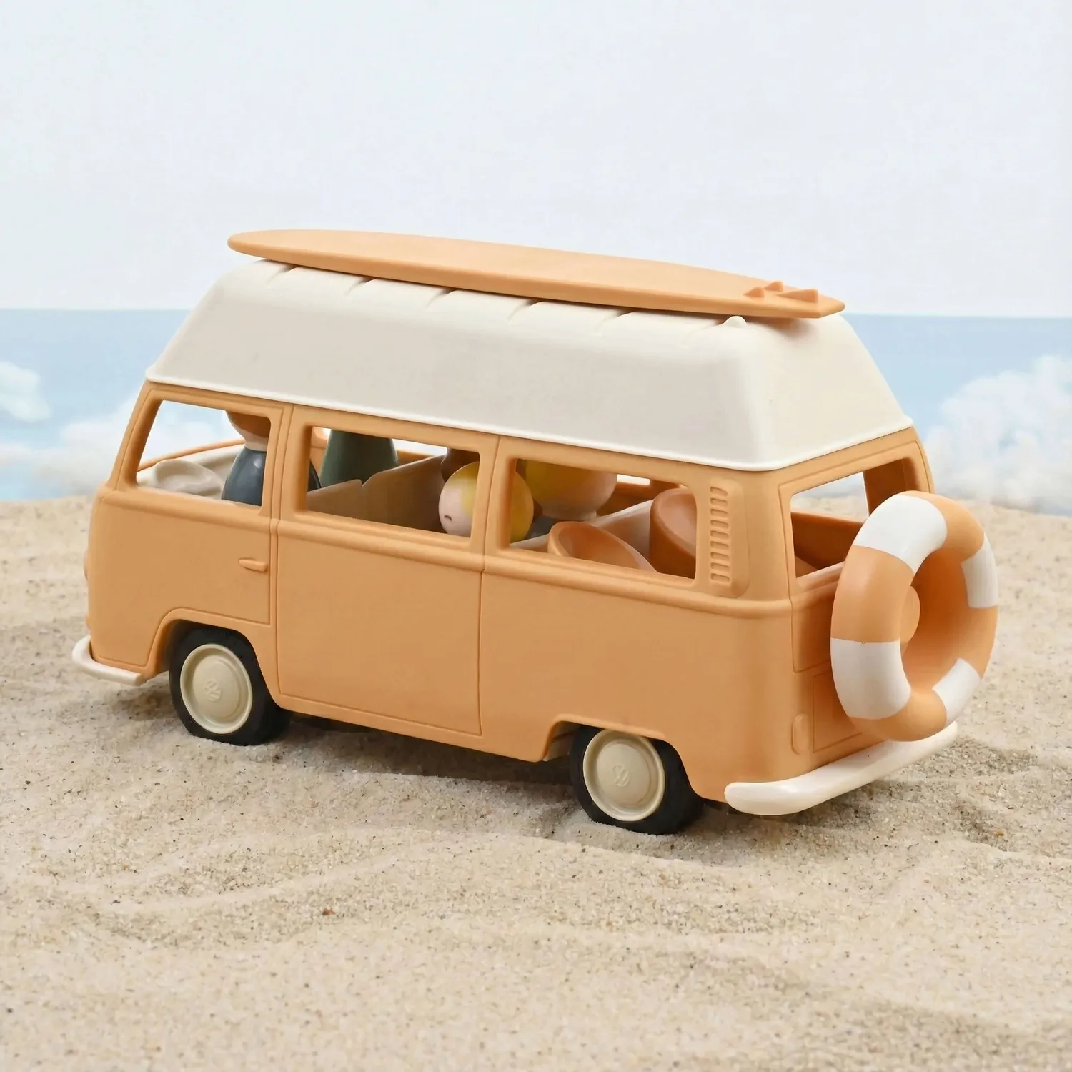 Norev Plastigam VW Combi T2 jouet 1/24 jaune 5 figurines