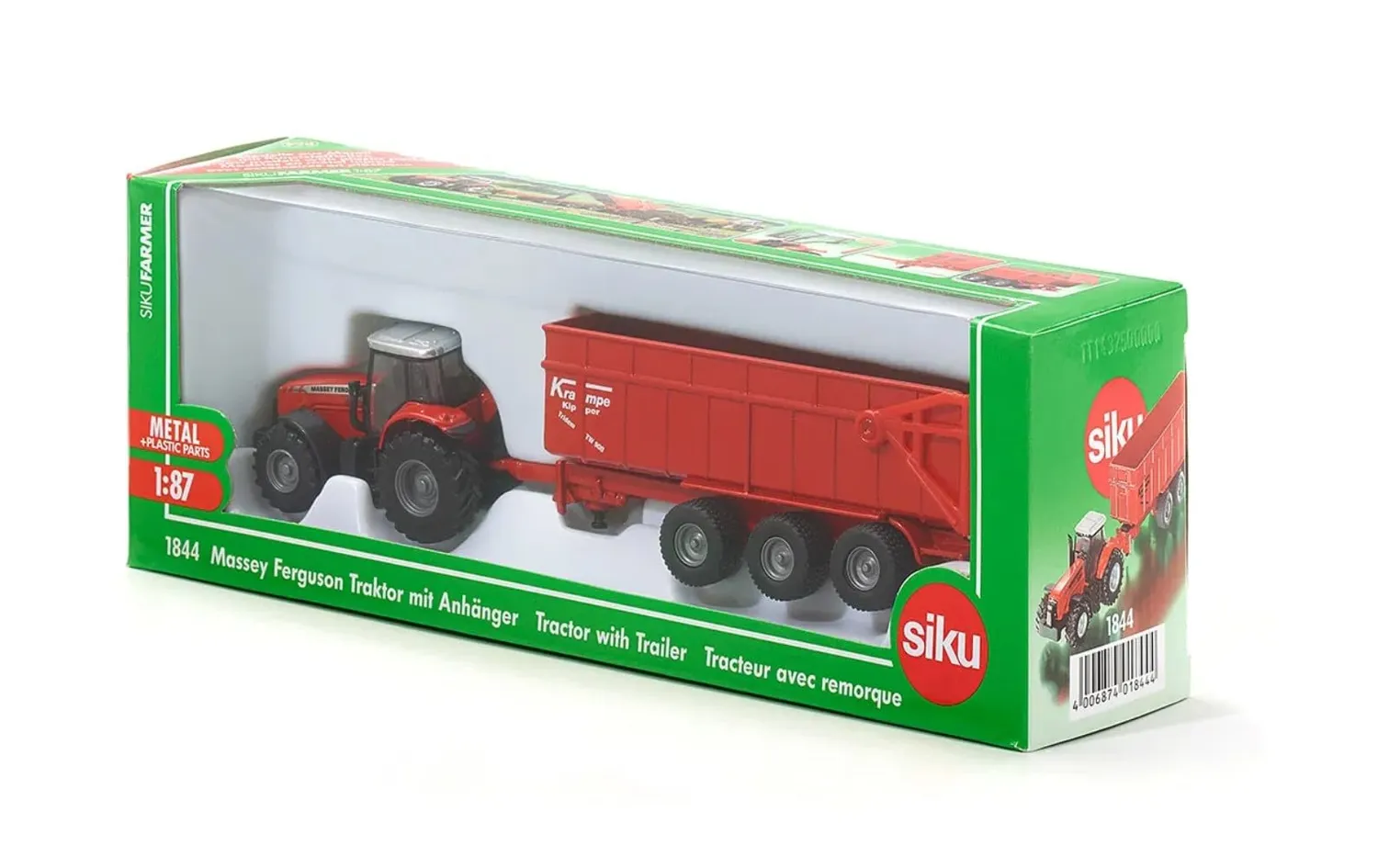SIKU 1844 Tracteur Massey Ferguson remorque miniature 1/87