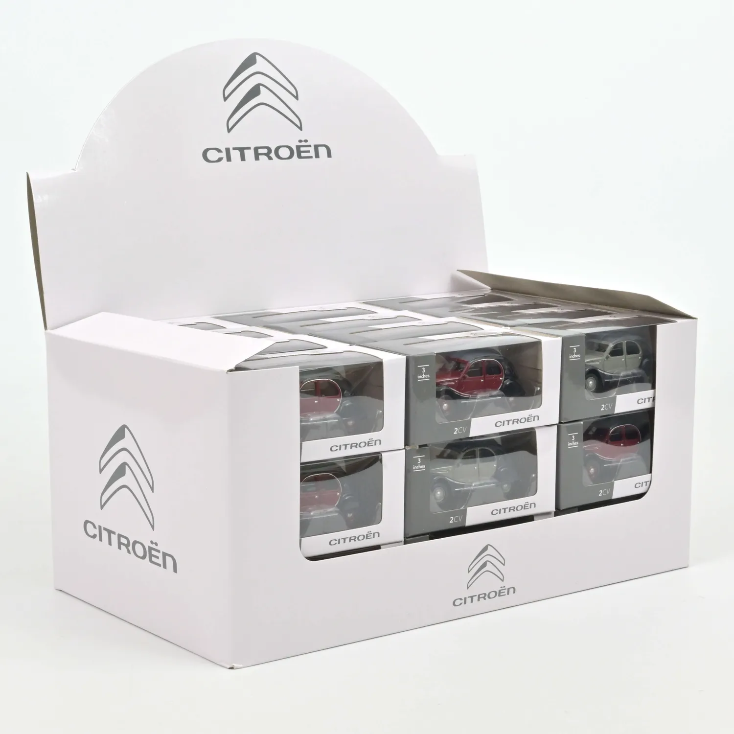 Norev Citroën 2CV Charleston miniature 1/54 display 36 gris/rouge