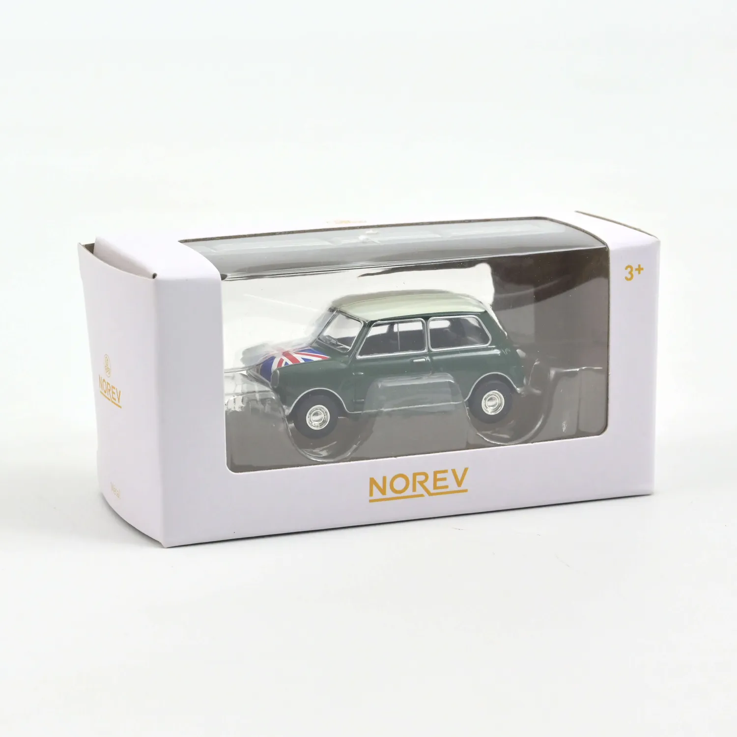 Norev Mini Cooper S 1964 voiture miniature 1/54 Vert Amande Drapeau