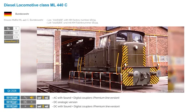 MINIS ML 440 C Bundeswehr locomotive diesel Ep IV sonore