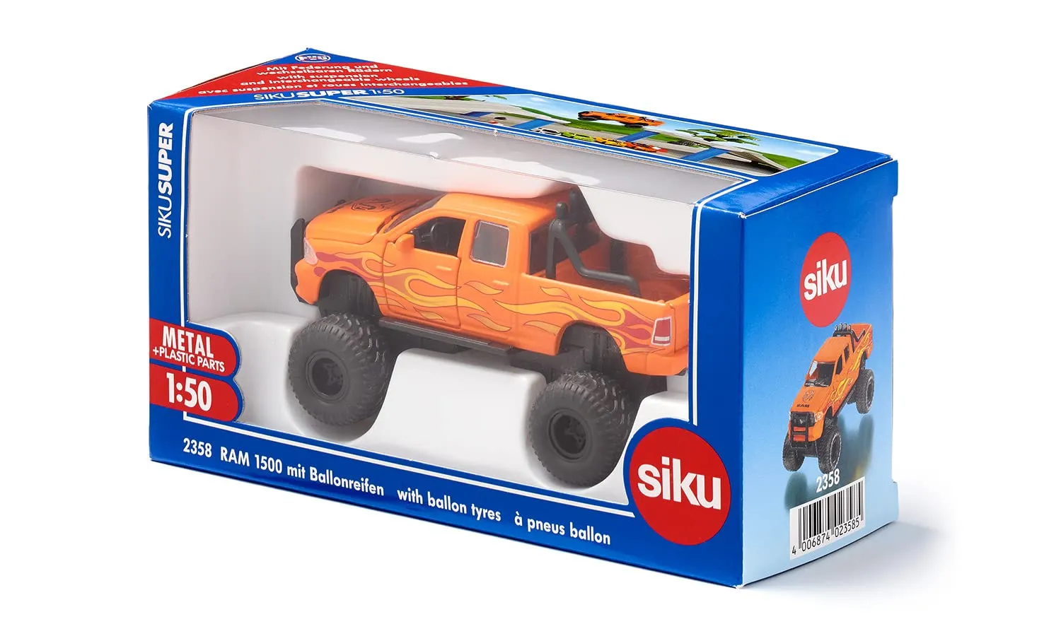 SIKU Super 2358 Dodge RAM 1500 voiture miniature noir/orange pneus ballon