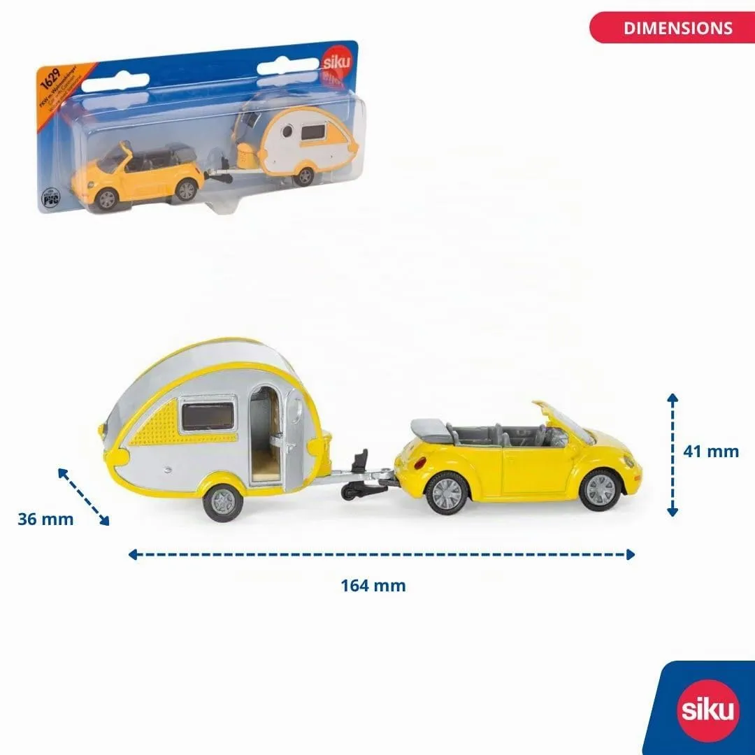 SIKU Super 1629 voiture miniature coccinelle caravane jaune