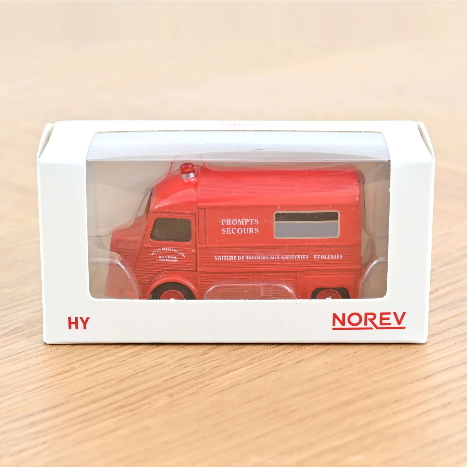Norev Citroën HY 1969 miniature 1/58 camion pompiers rouge