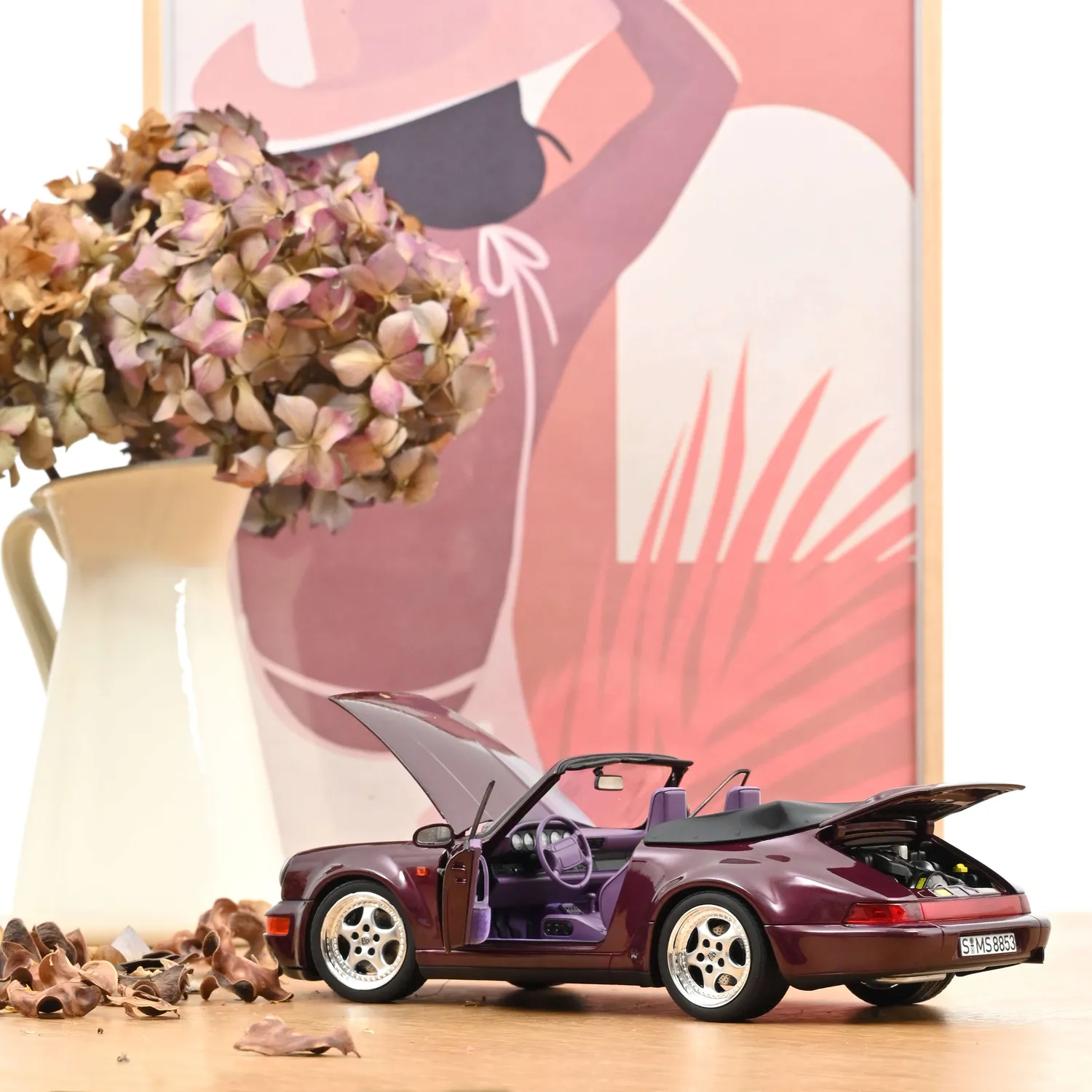 Norev Porsche 911 Turbo Look Cabriolet 1992 miniature 1/18 améthyste