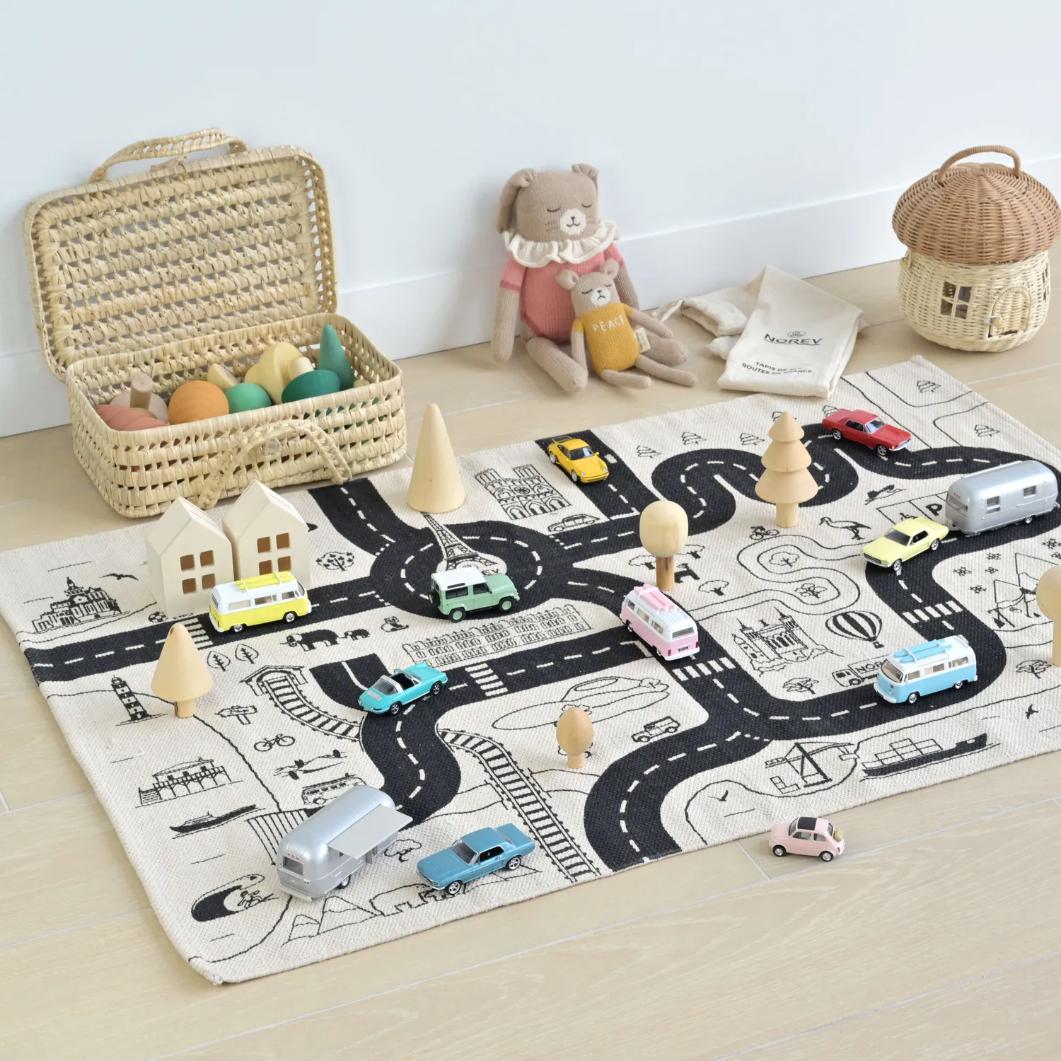 Norev tapis de jeu routes de France 120x80 cm coton