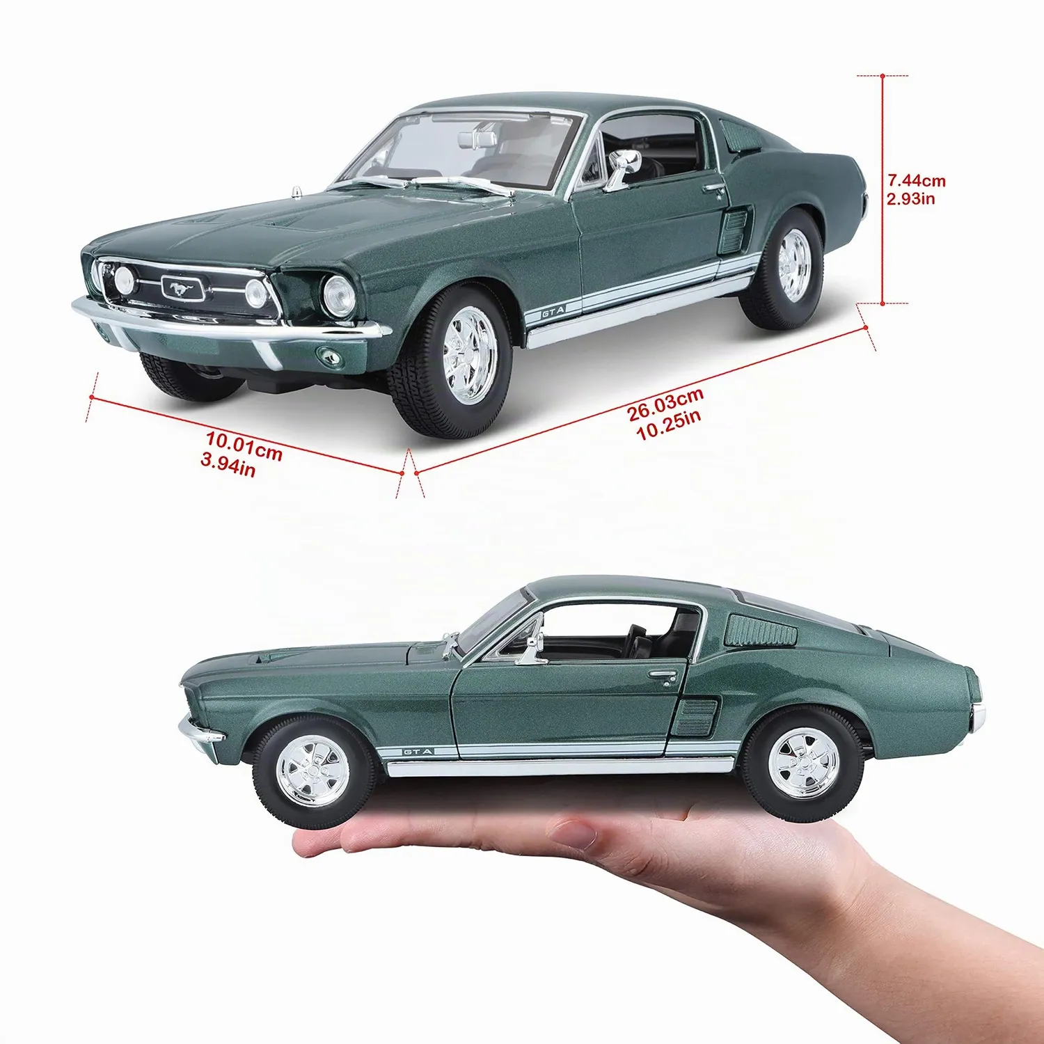 Maisto 31166 Ford Mustang GTA 1967 voiture 1:18 verte métal