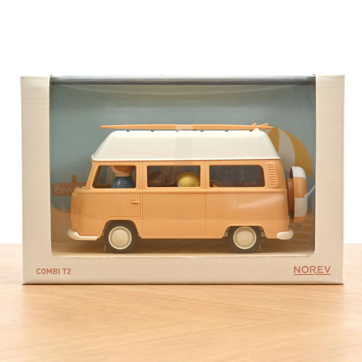 Norev Plastigam VW Combi T2 jouet 1/24 jaune 5 figurines