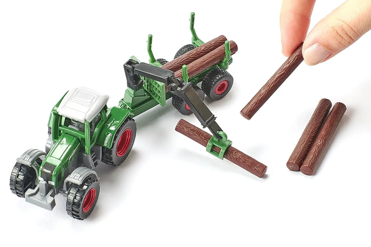 SIKU 1645 Tracteur remorque forestière miniature vert 14,7cm