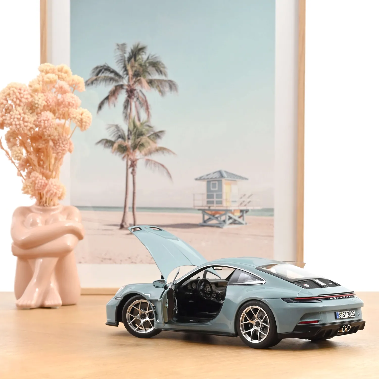 Norev Porsche 911 S/T 2023 miniature 1/18 bleu meissen