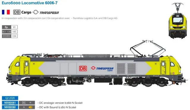MINIS Euro 6006 locomotive électrique DB Cargo Transfesa Ep VI