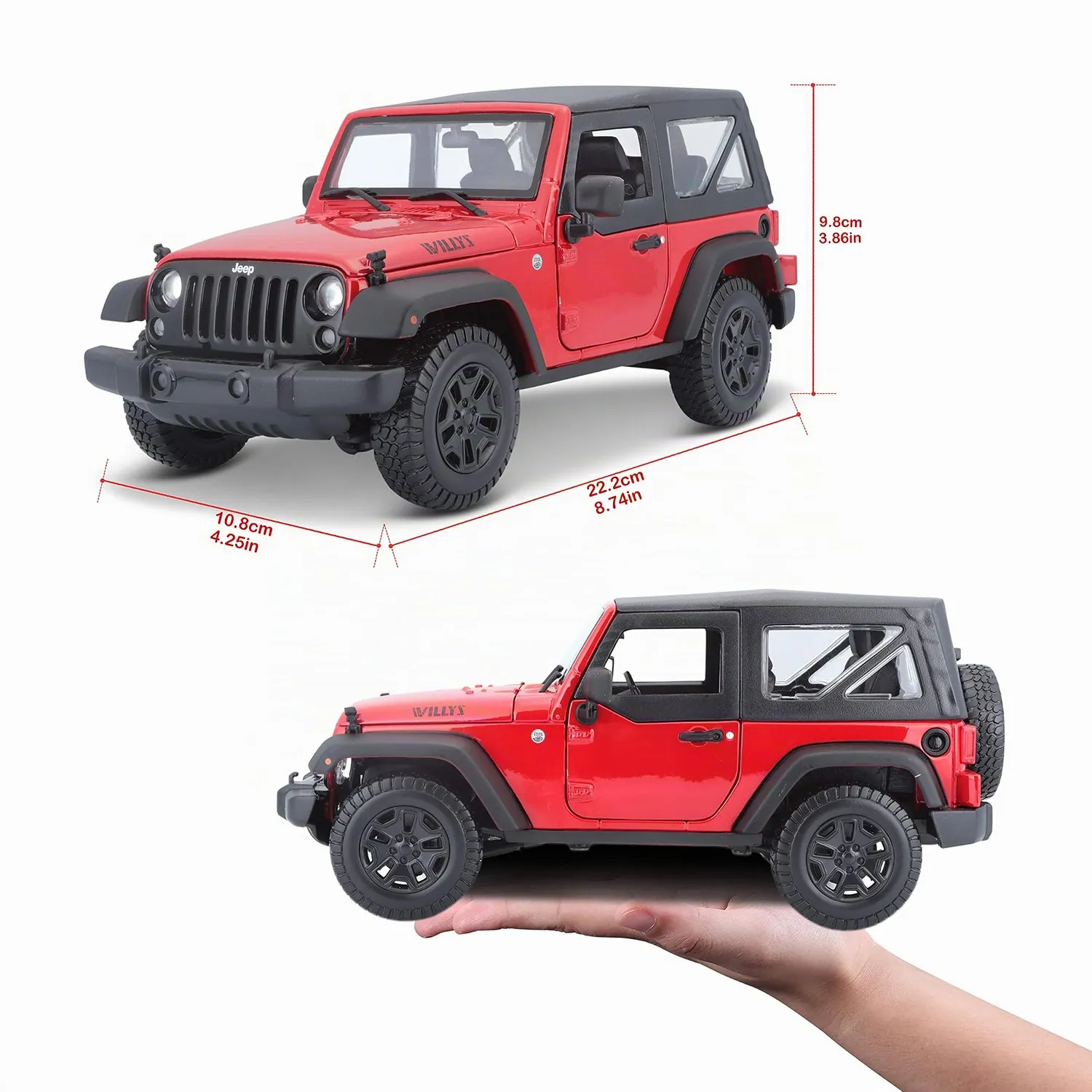 Maisto Jeep Wrangler Willys miniature 1/18 jaune 31676Y