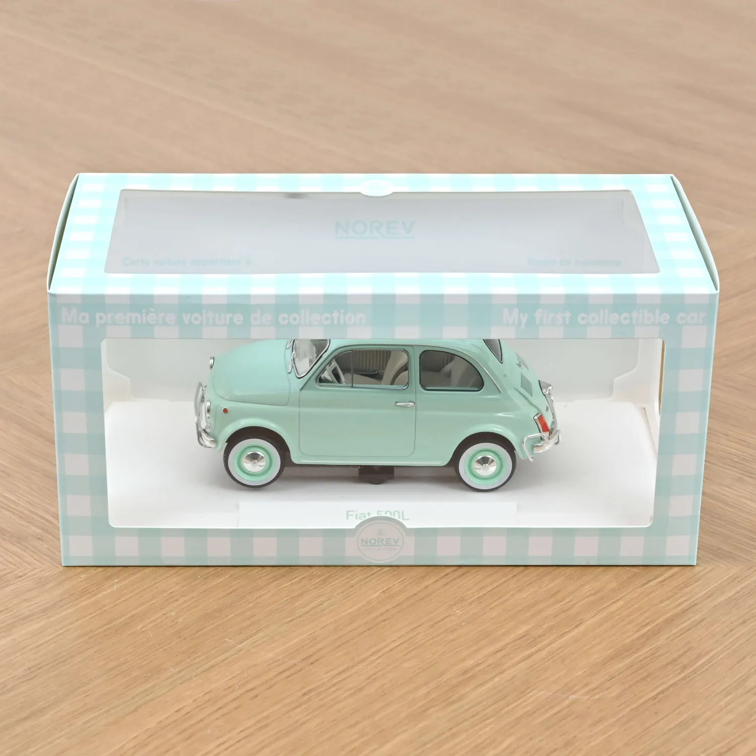Norev Fiat 500 L 1968 miniature 1/18 bleu cadeau