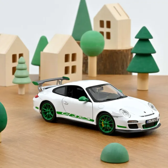 Norev Porsche 911 GT3 RS 2009 miniature 1/18 blanc vert