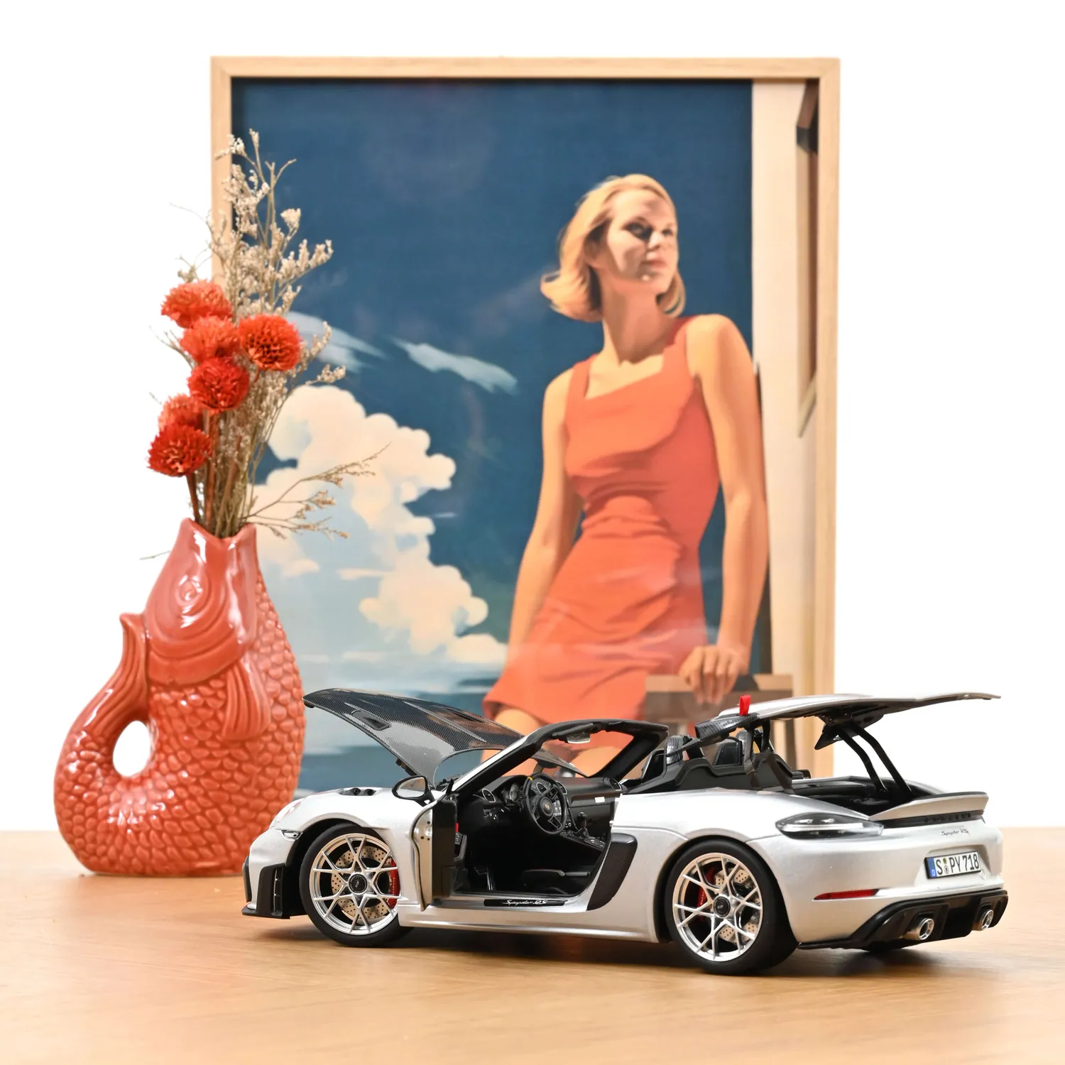 Norev Porsche 718 Spyder RS voiture miniature 1/18 GT argent