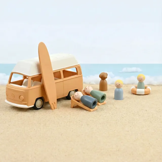 Norev Plastigam VW Combi T2 jouet 1/24 jaune 5 figurines