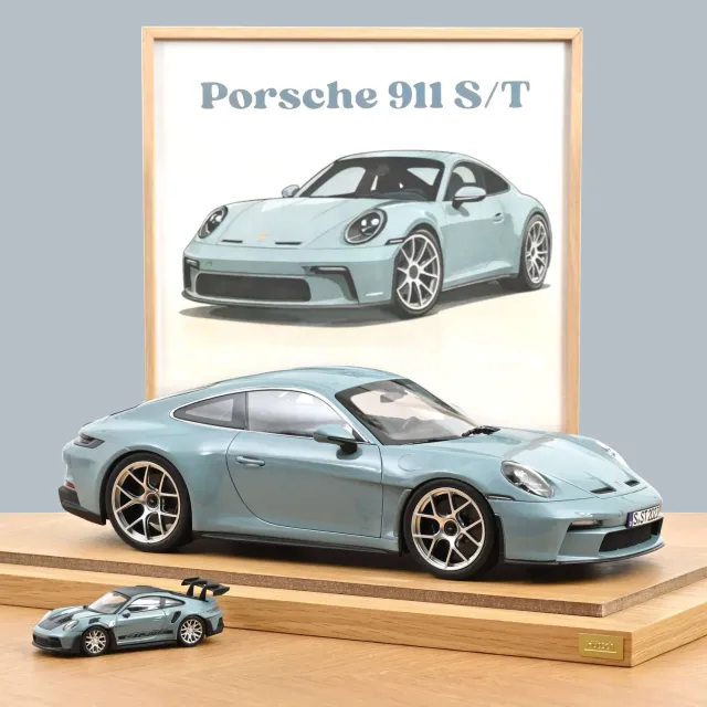 Norev Porsche 911 S/T 2023 miniature 1/12 bleu Meissen