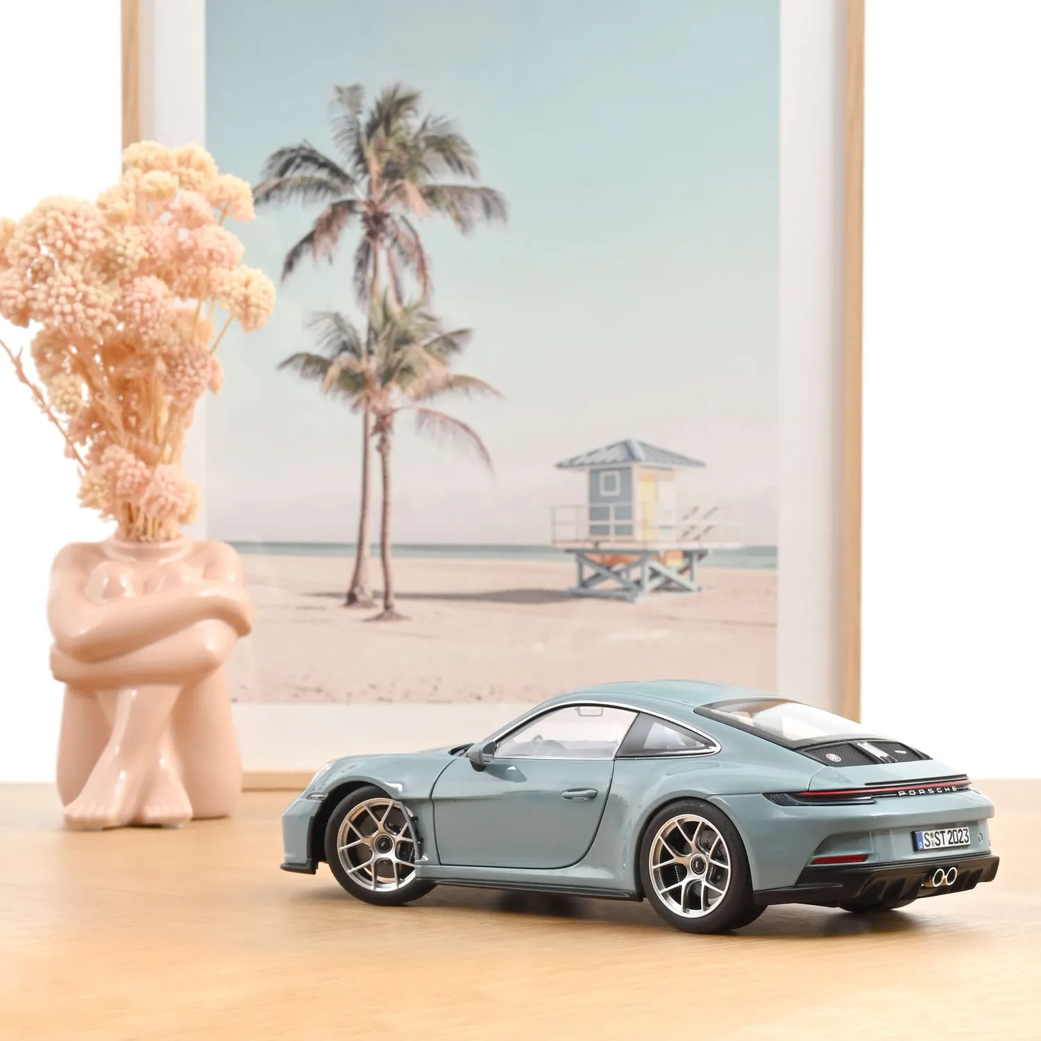 Norev Porsche 911 S/T 2023 miniature 1/18 bleu meissen