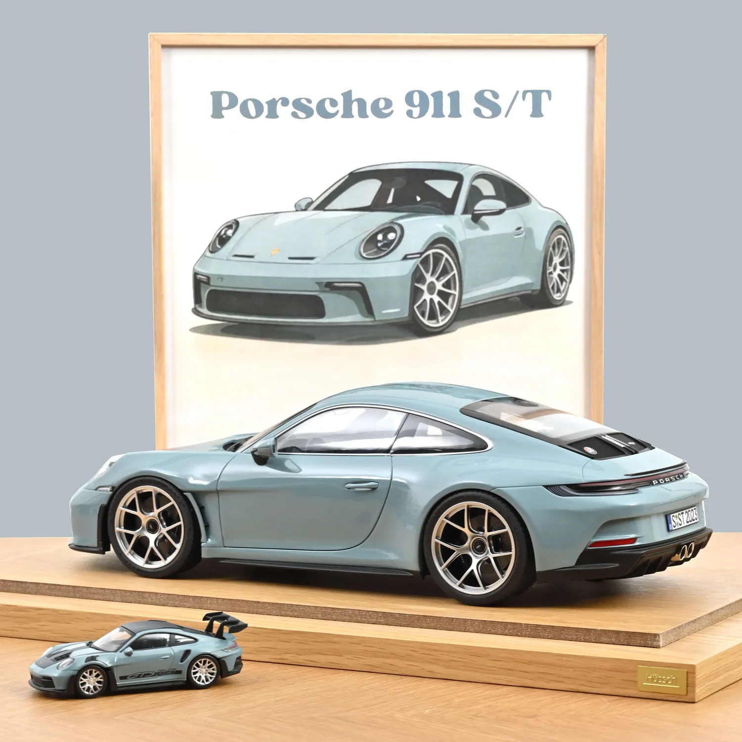 Norev Porsche 911 S/T 2023 miniature 1/12 bleu Meissen