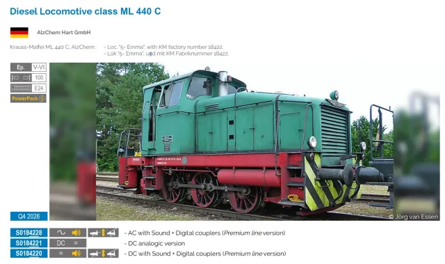 MINIS ML 440 C locomotive diesel AlzChem Ep.V-VI DC Sound