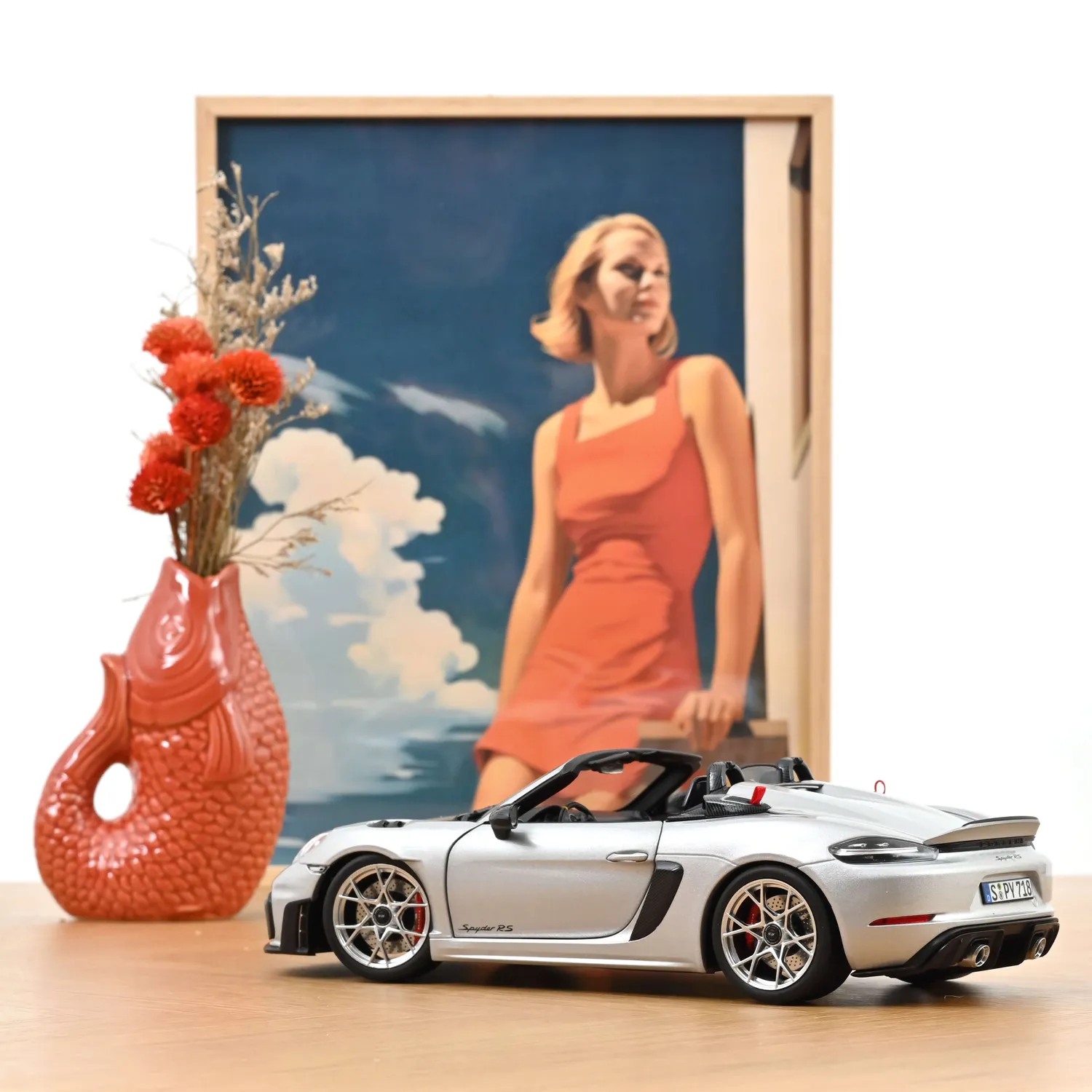 Norev Porsche 718 Spyder RS voiture miniature 1/18 GT argent