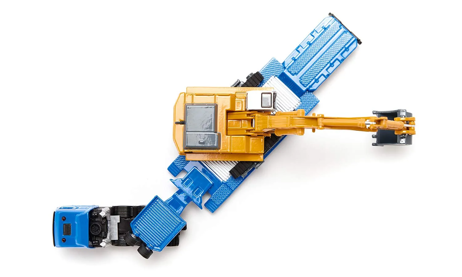 Siku Super surbaissé camion remorque excavateur bleu