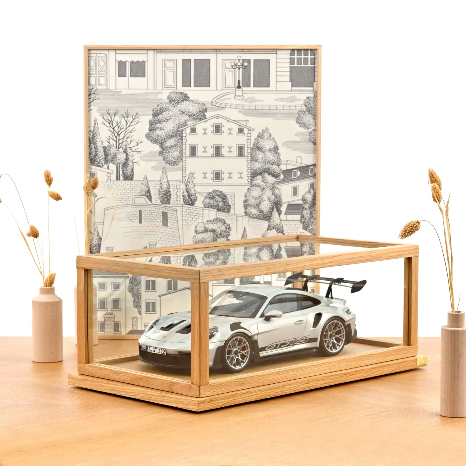 Norev boîte vitrine verre chêne FSC 1/12