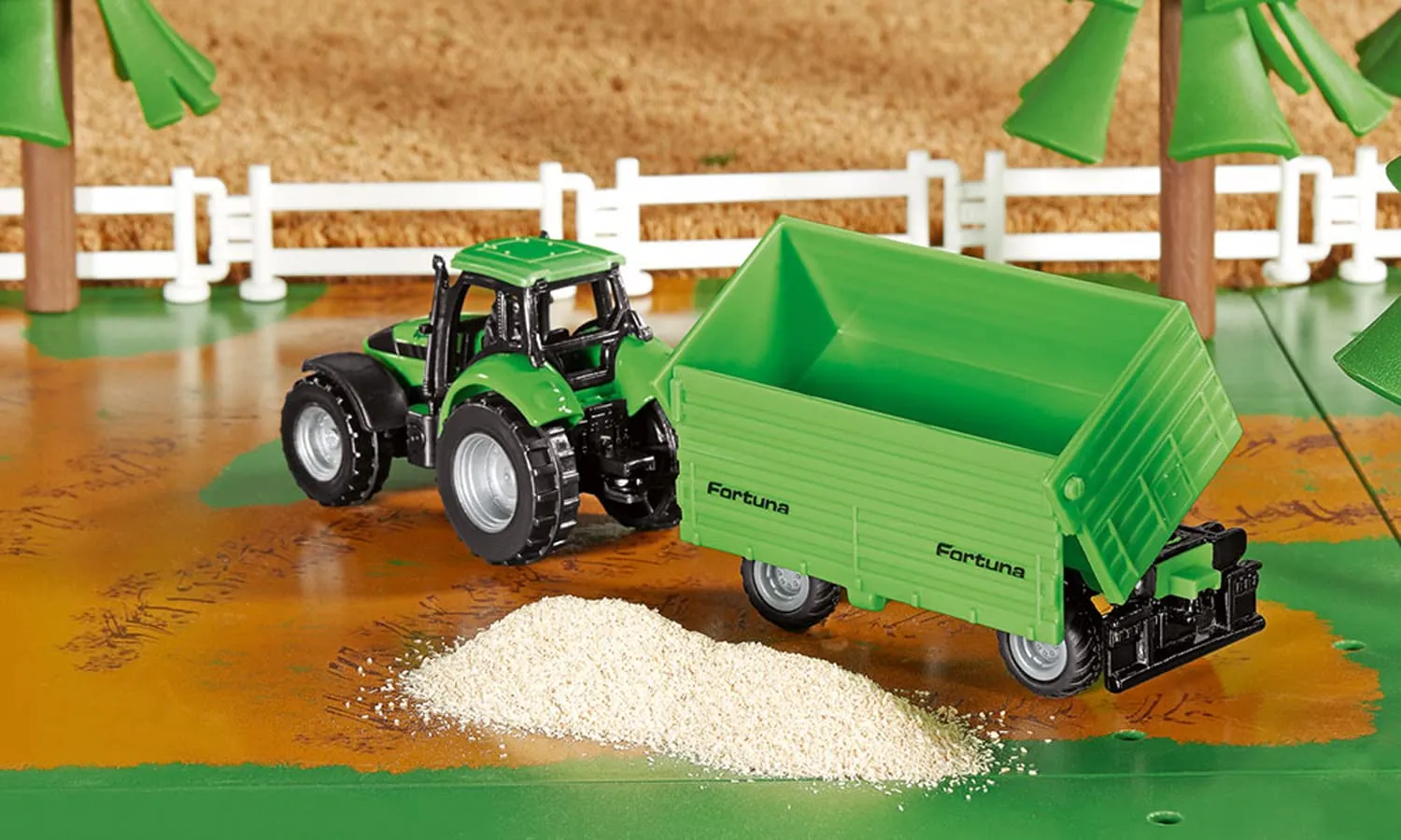 Siku Super 1606 tracteur Deutz-Fahr jouet vert remorque