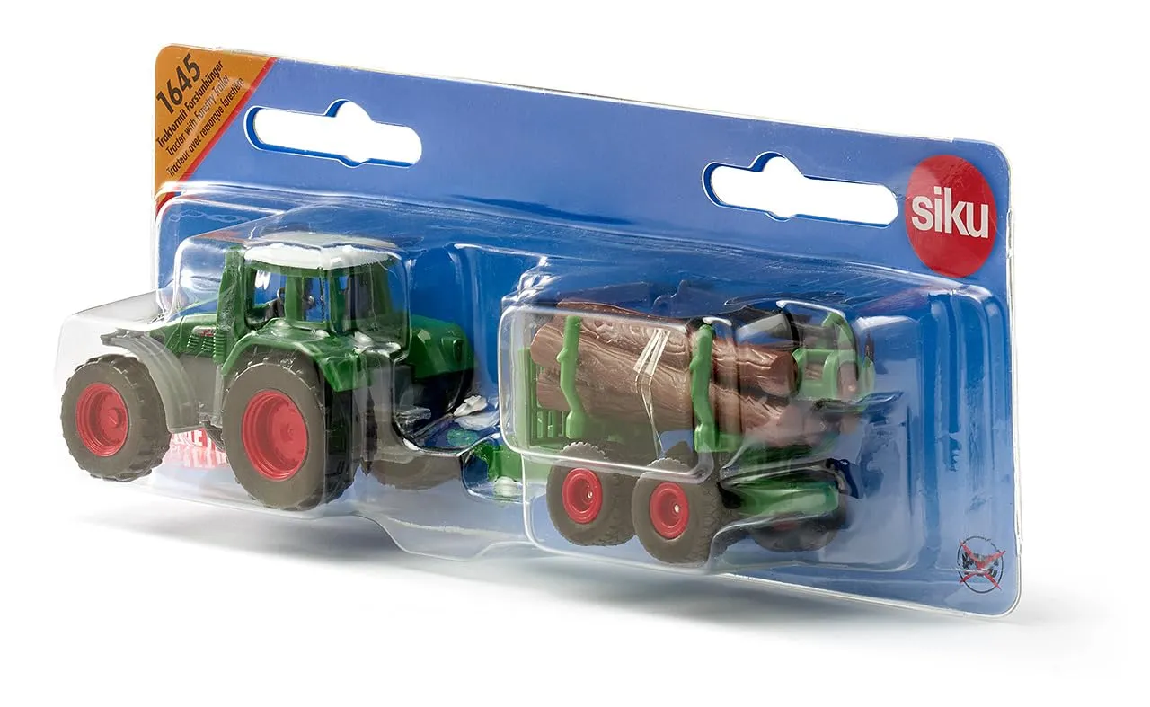SIKU 1645 Tracteur remorque forestière miniature vert 14,7cm