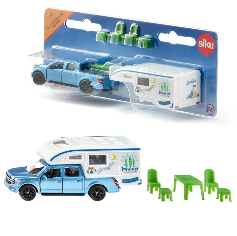 Siku Super 1693 Ford F150 Pick-Up Camper miniature 9,9 cm bleu