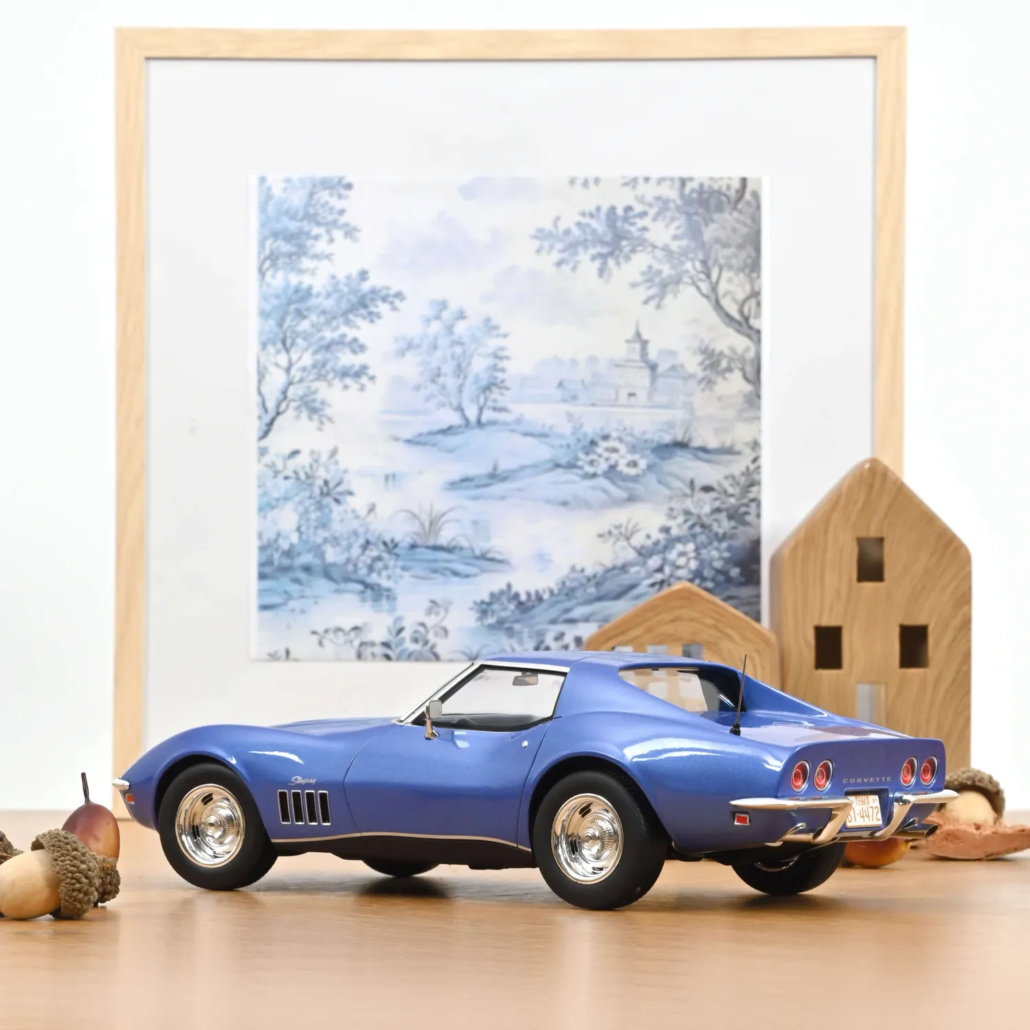 Norev Chevrolet Corvette Coupé 1969 miniature 1/18 bleue