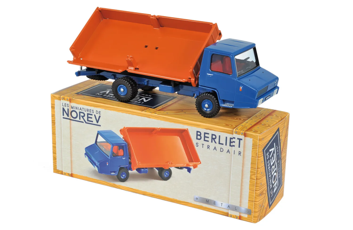 Norev Berliet Stradair Benne miniature 1/43 Orange Bleu