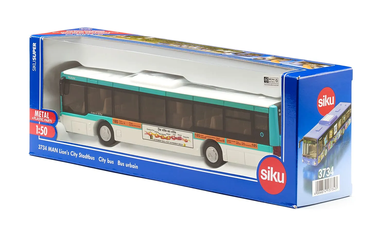 Siku Super 3734001 Bus miniature blanc/turquoise portes ouvrables