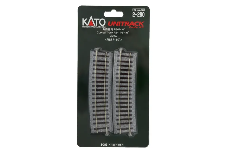 MINIS rail courbe R867mm 10° lot de 2 voie N ballast