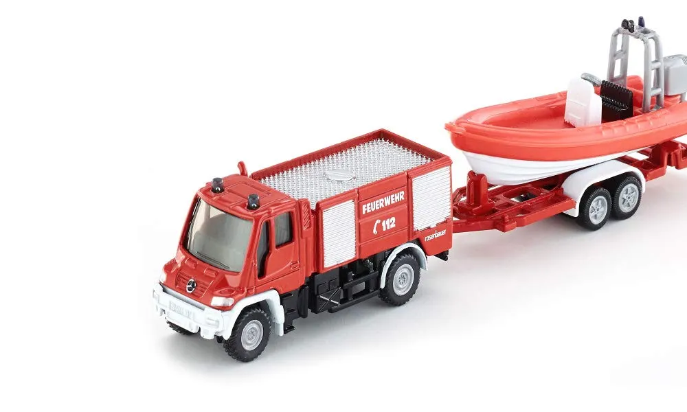 Siku Super 1636 Unimog pompiers miniature avec bateau