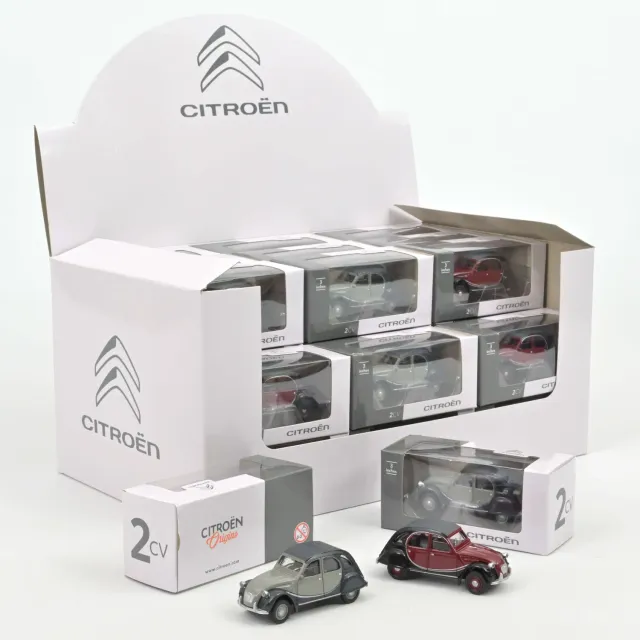 Norev Citroën 2CV Charleston miniature 1/54 display 36 gris/rouge