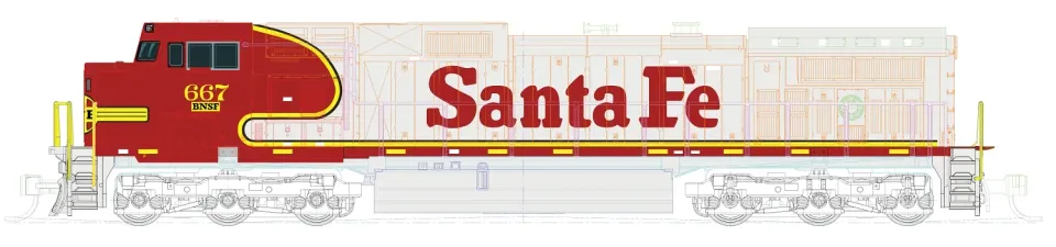 MINIS GE C44-9W BNSF 667 locomotive diesel Warbonnet
