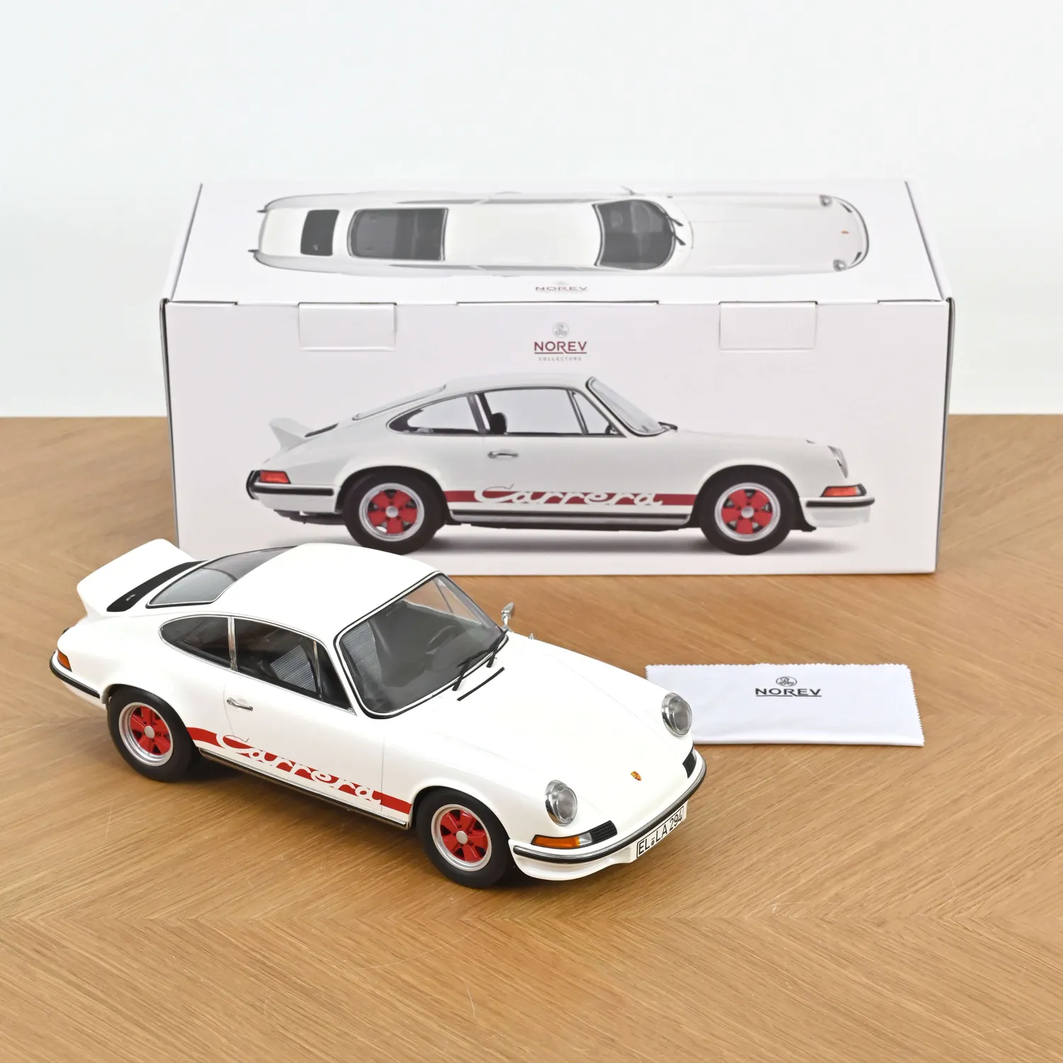 Norev Porsche 911 Carrera RS 2.7 miniature 1/12 blanc rouge