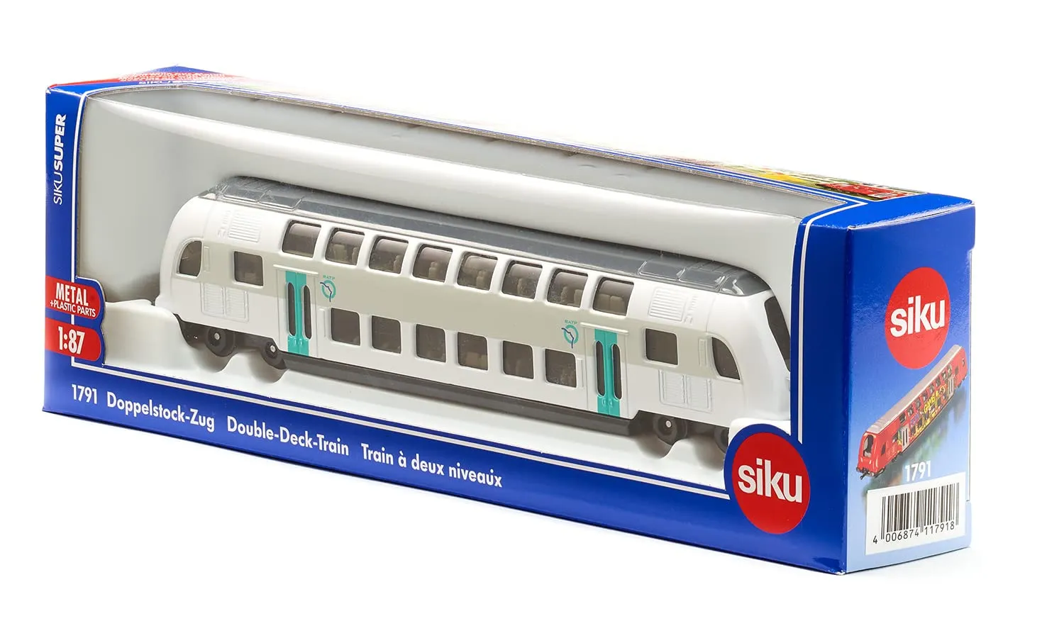 SIKU Super 1791 RATP train deux étages miniature turquoise