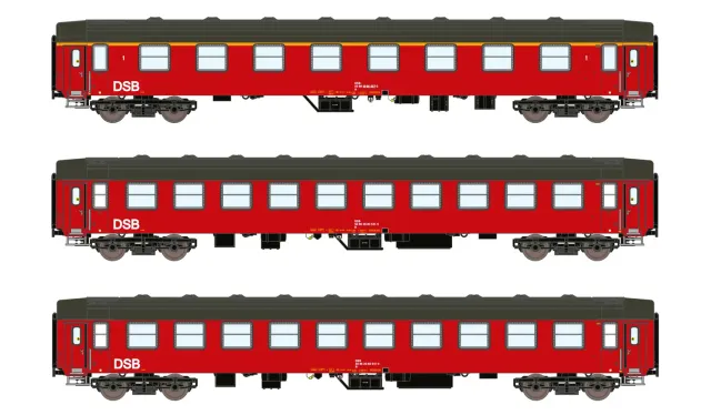 MINIS UIC-Y DSB voitures voyageurs lot de 3 époque IV