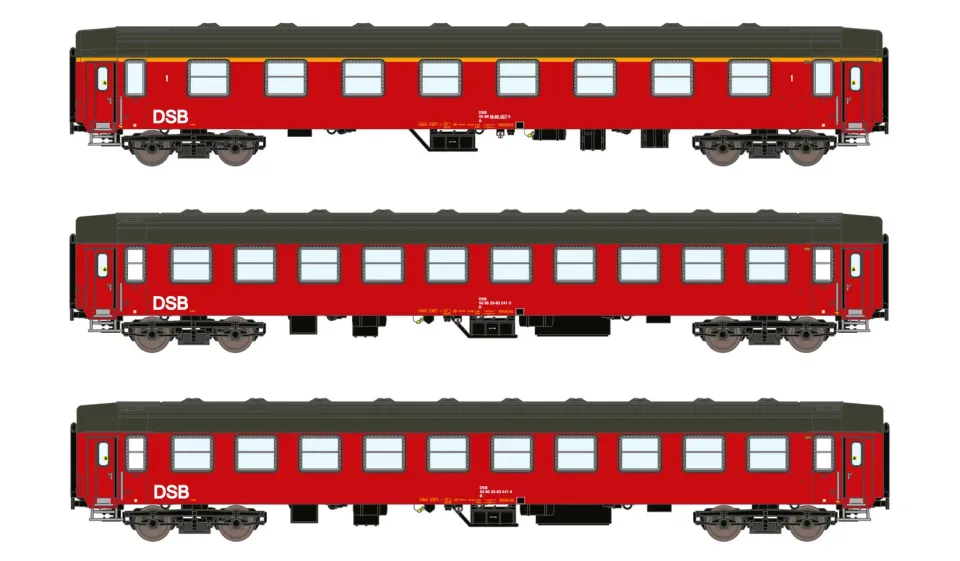 MINIS UIC-Y DSB voitures voyageurs lot de 3 époque IV
