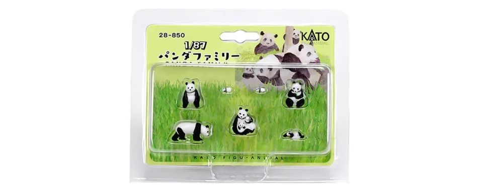 MINIS Panda figurines 1/87 set 7 pièces noir blanc