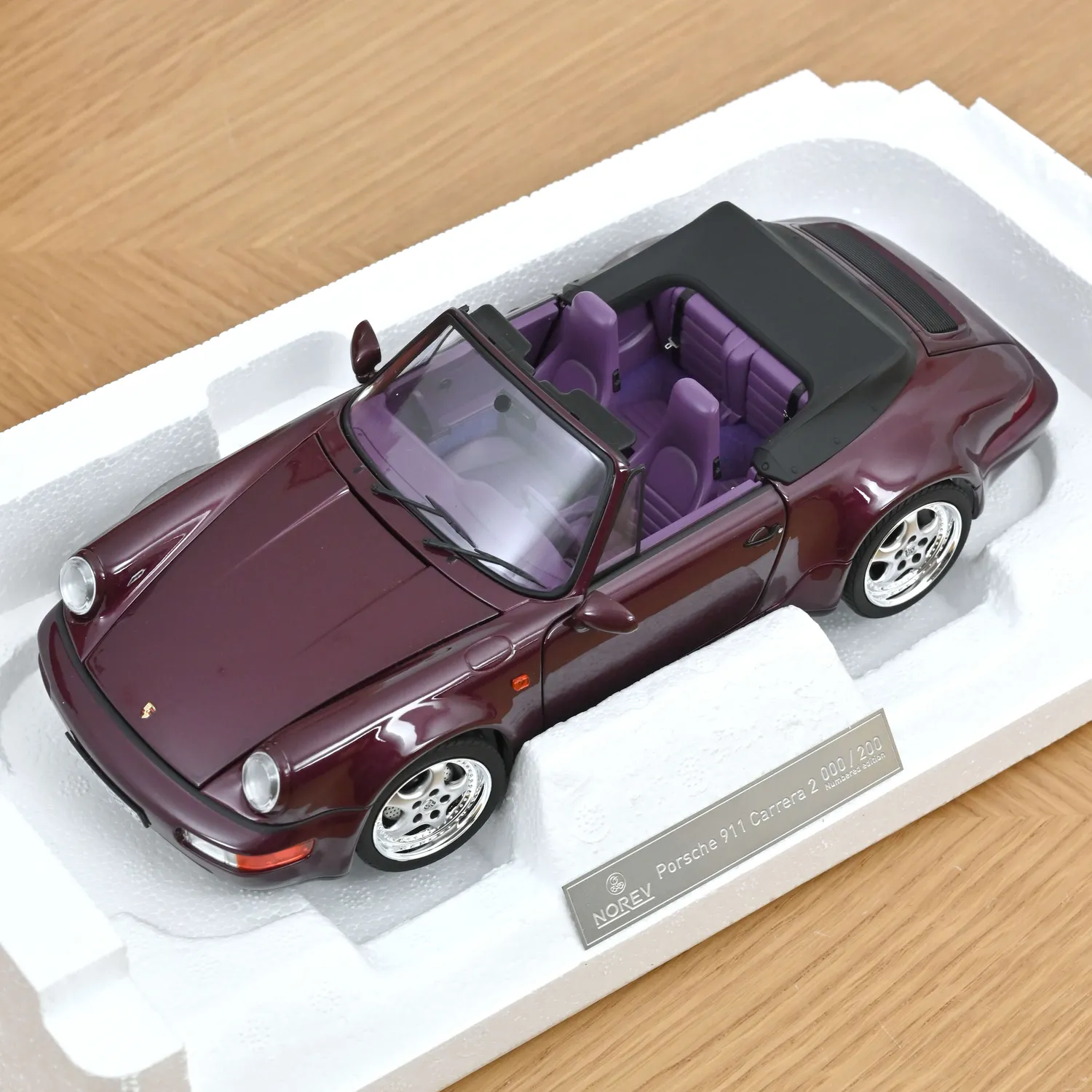 Norev Porsche 911 Turbo Look Cabriolet 1992 miniature 1/18 améthyste